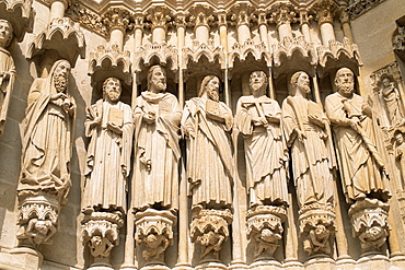 Sculpture details of the Saint Firmin Portal, Amiens Cathedral, UNESCO World Heritage Site, Amiens, Somme, France, Europe