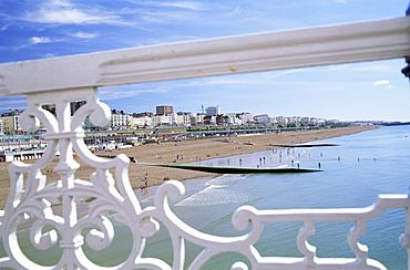 View of Brighton Beach from Brighton Pier, Brighton, Sussex, England, United Kingdom, Europe