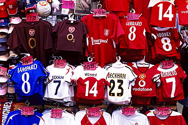 Souvenir Soccer Team shirts, Oxford Street, London, England, United Kingdom, Europe