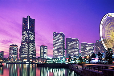 Night view of Minatomirai, Yokohama Pier, Yokohama, Honshu, Japan, Asia