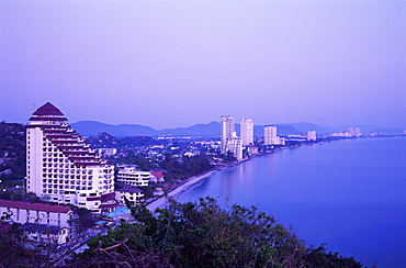 Aerial view of Hua Hin and beach, Hua Hin, Thailand, Southeast Asia, Asia