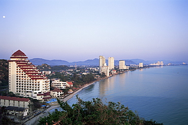 Aerial view of Hua Hin and beach, Hua Hin, Thailand, Southeast Asia, Asia