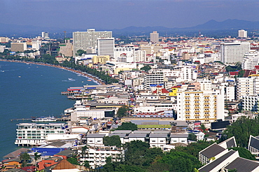 Elevated view of Pattaya Beach, Pattaya, Thailand, Southeast Asia, Asia