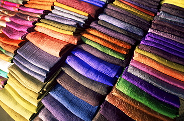 Selection of silk items, Chatuchak Weekend Market, Bangkok, Thailand, Southeast Asia, Asia