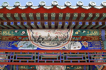 Roof detail of the Long Corridor, Summer Palace, UNESCO World Heritage Site, Beijing, China, Asia