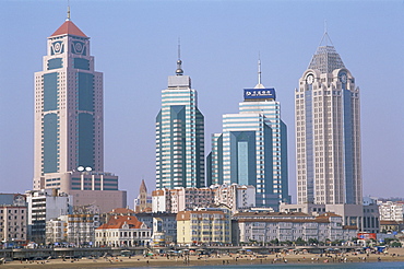 Waterfront and city skyline, Qingdao, Shandong Province, China, Asia