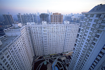 Apartment blocks and urban sprawl, Shanghai, China, Asia