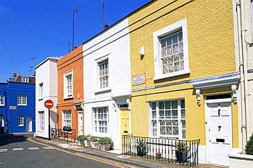 Colourful houses, Burnsall Street, Chelsea, London, England, United Kingdom, Europe