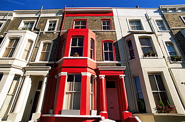 Colourful houses in Lancaster Road, Notting Hill, London, England, United Kingdom, Europe