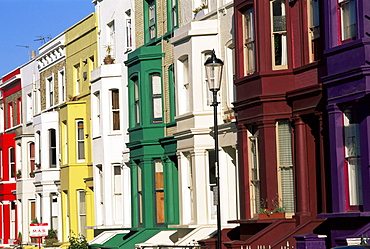 Colourful houses in Lancaster Road, Notting Hill, London, England, United Kingdom, Europe