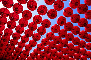 Chinese lanterns at Tianhou Temple, Cijin Island, Kaohsiung, Taiwan, Asia