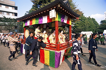 Parade scene at Jidai Matsuri Festival held annually in November at Sensoji Temple, Asakusa, Tokyo, Japan, Asia