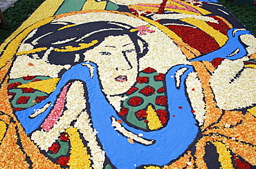 Floral display of Ukiyo-e scene at the Infiora Festival held in November, Kachidoki, Tokyo, Japan, Asia