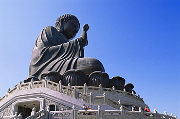 The world's largest outdoor seated bronze Buddha statue at the Po Lin Monastery, Lantau, Hong Kong, China, Asia