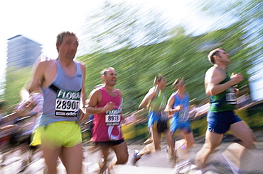 Crowd of runners, London Marathon, London, England, United Kingdom, Europe