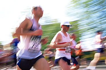 Crowd of runners, London Marathon, London, England, United Kingdom, Europe