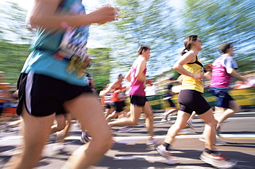 Crowd of runners, London Marathon, London, England, United Kingdom, Europe