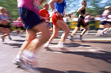 Crowd of runners, London Marathon, London, England, United Kingdom, Europe