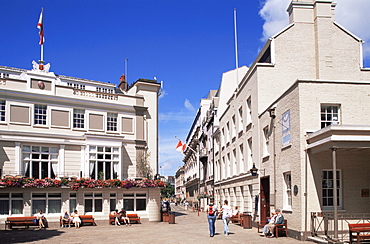 Street scene in St. Helier, Jersey, Channel Islands, United Kingdom, Europe