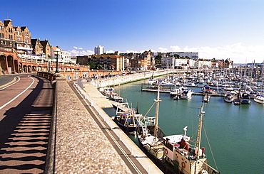 Boat Marina and town skyline, Ramsgate, Kent, England, United Kingdom, Europe