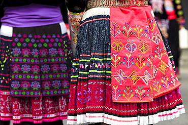 Close-up of traditional ethnic costume, Chiang Mai, Golden Triangle, Thailand, Southeast Asia, Asia