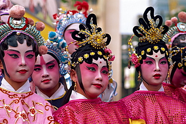 Group of girls dressed in Chinese Opera costume, Hong Kong, China, Asia