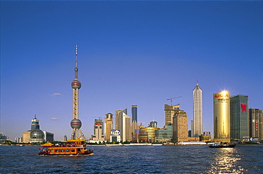 Pudong skyline and Huangpu River, Shanghai, China, Asia