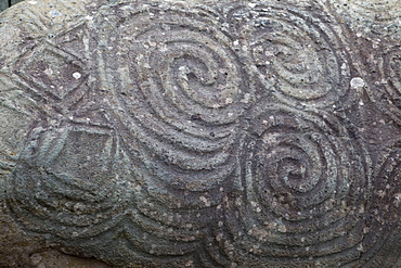 Megalithic ring carvings, Newgrange Megalithic Tomb, County Meath, Leinster, Republic of Ireland, Europe