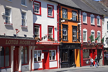 Colourful shops in Kilkenny High Street, Kilkenny, County Kilkenny, Leinster, Republic of Ireland, Europe