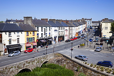 View of town from Cahir Castle, Cahir, County Tipperary, Munster, Republic of Ireland, Europe