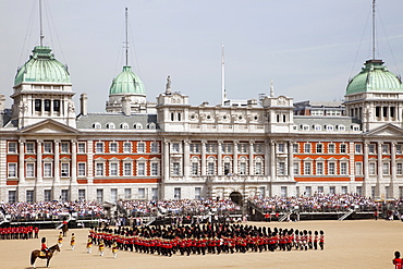 Trooping the Colour Ceremony in front of the Old Admiralty Building at Horse Guards Parade, Whitehall, London, England, United Kingdom, Europe