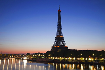 Eiffel Tower and River Seine at dawn, Paris, France, Europe