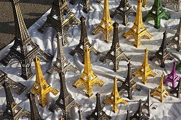 Display of souvenir Eiffel Towers, Paris, France, Europe