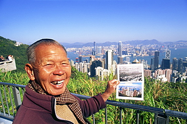 Postcard vendor at The Peak, Hong Kong, China, Asia