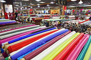 Material and silk shop, The Silk Market, Beijing, China, Asia