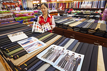 Tailor and fabric shop, The Silk Market, Beijing, China, Asia