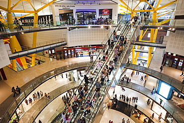 Interior of the converted Bullring known as Las Arenas Shopping Centre at Placa Espanya, Barcelona, Catalonia, Spain, Europe