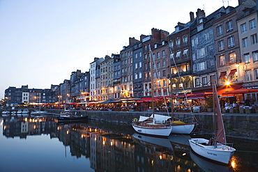 Restaurants and outdoor cafes, Honfleur, Normandy, France, Europe