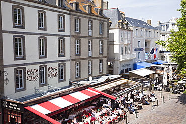 Cafes in the Walled City, St. Malo, Brittany, France, Europe