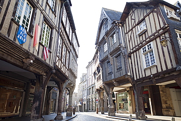 Half-timbered buildings, Dinan, Brittany, France, Europe