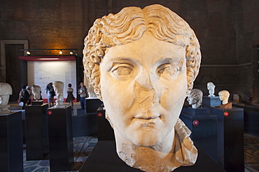 Marble statue of the head of Agrippina Minor, Forum, Rome, Lazio, Italy, Europe