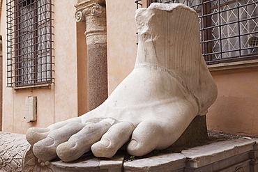 Giant foot from the remains of the Emperor Constantine statue, Capitoline Museum, The Capitol, Rome, Lazio, Italy, Europe