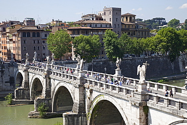 Sant' Angelo Bridge and River Tiber, Rome, Lazio, Italy, Europe