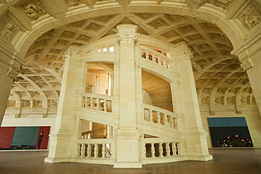 The Grand Staircase, Chambord Castle, UNESCO World Heritage Site, Loir et Cher, Loire Valley, France, Europe