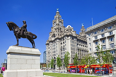 Royal Liver Historical Building, Pier Head, Liverpool, Merseyside, England, United Kingdom, Europe