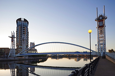 Millennium Bridge. Salford Quays, Manchester, England, United Kingdom, Europe