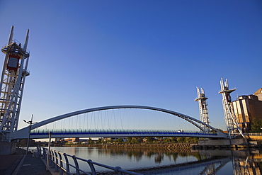 Millennium Bridge. Salford Quays, Manchester, England, United Kingdom, Europe