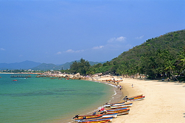 Beach scene at Tianya-Haijiao Tourist Zone, Sanya, Hainan Island, China, Asia