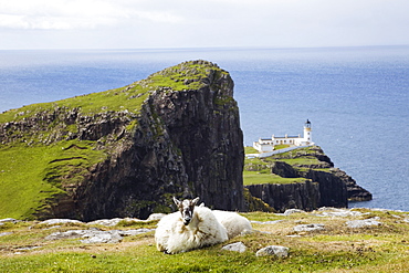 Neist Point Lighthouse, Isle of Skye, Inner Hebrides, Highland Region, Scotland, United Kingdom, Europe