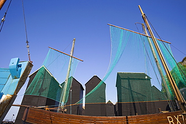 Net sheds in Hastings Old Town, Hastings, East Sussex, England, United Kingdom, Europe